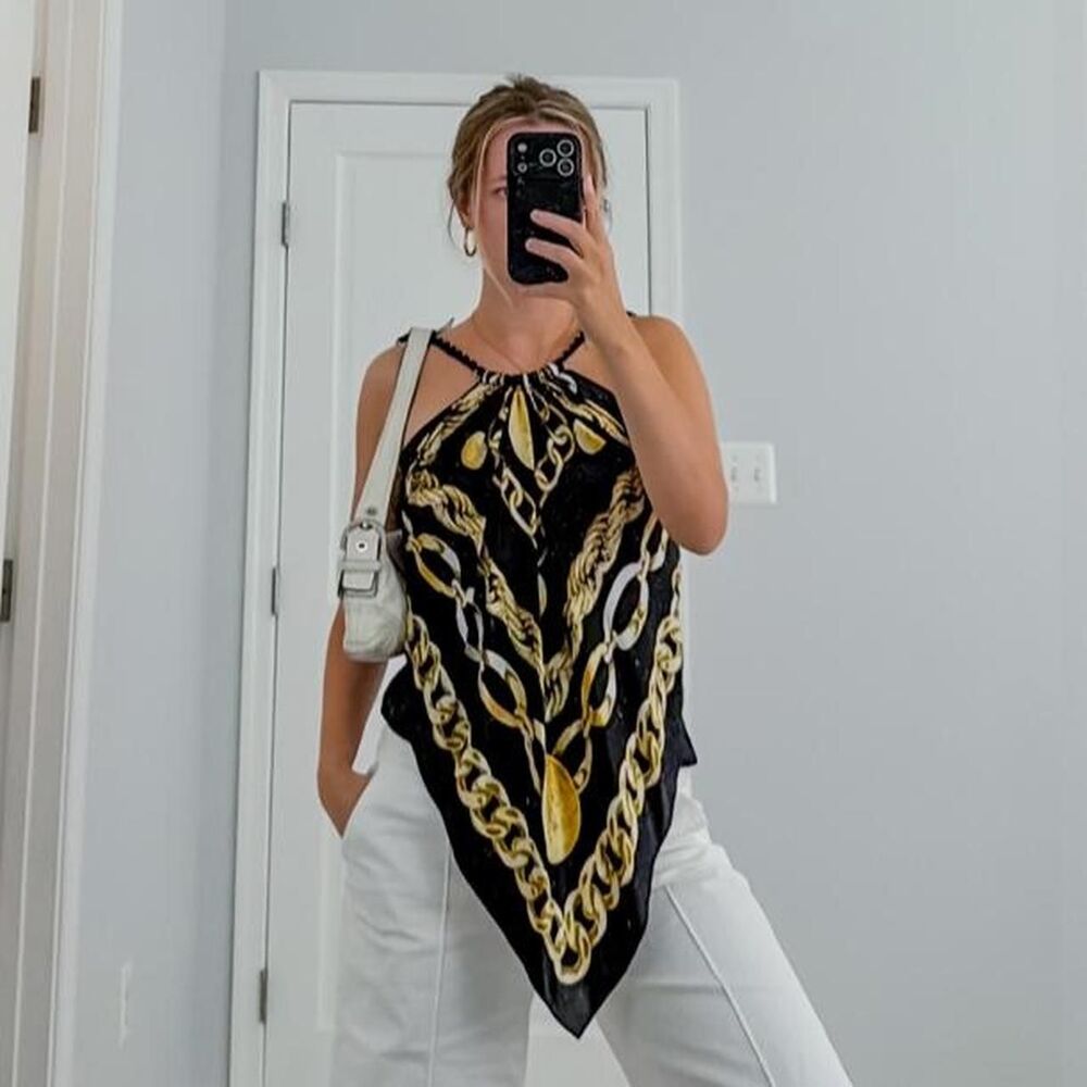 Y2K vintage cache silk scarf top